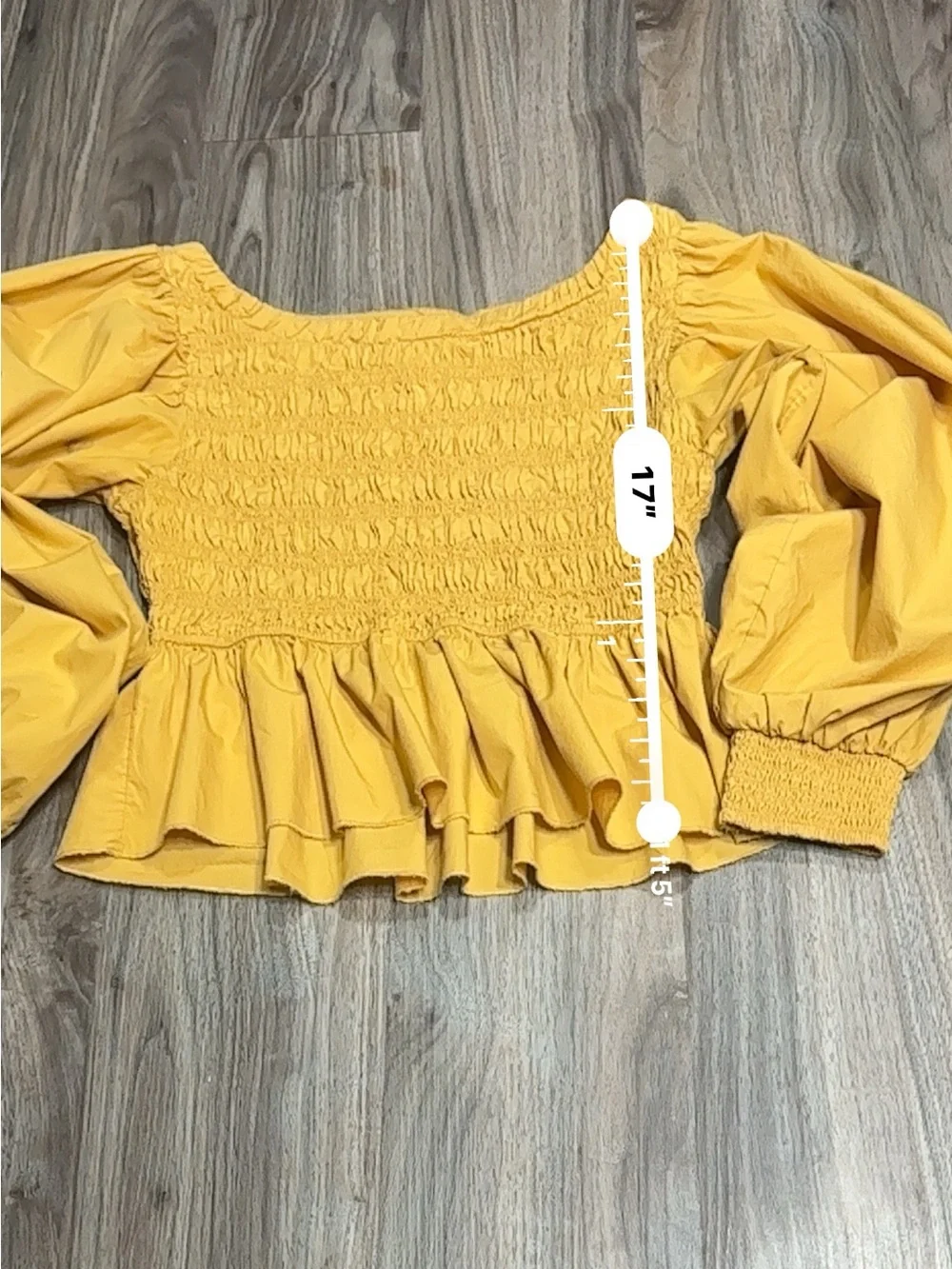 Free People mustard Yellow Smocked Peplum Blouse.